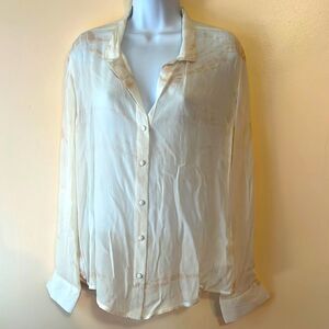 Gypsy 05 White and Beige Tie Dye Blouse Sz M